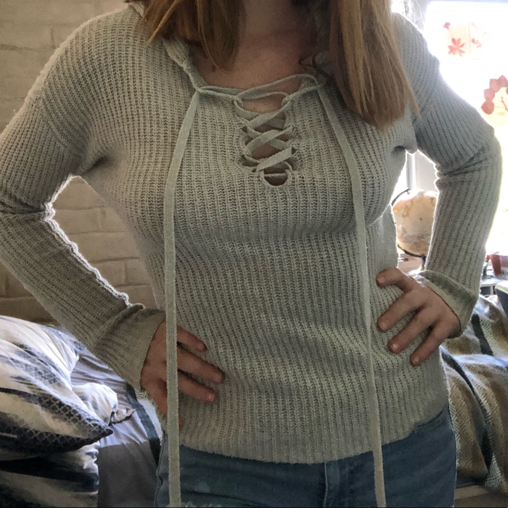 Hooded gray sweater